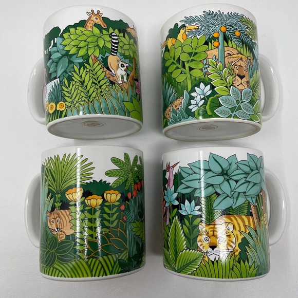 Holmes Dining D H Holmes Jungle Animal Mug Set Of 4 Made In Japan